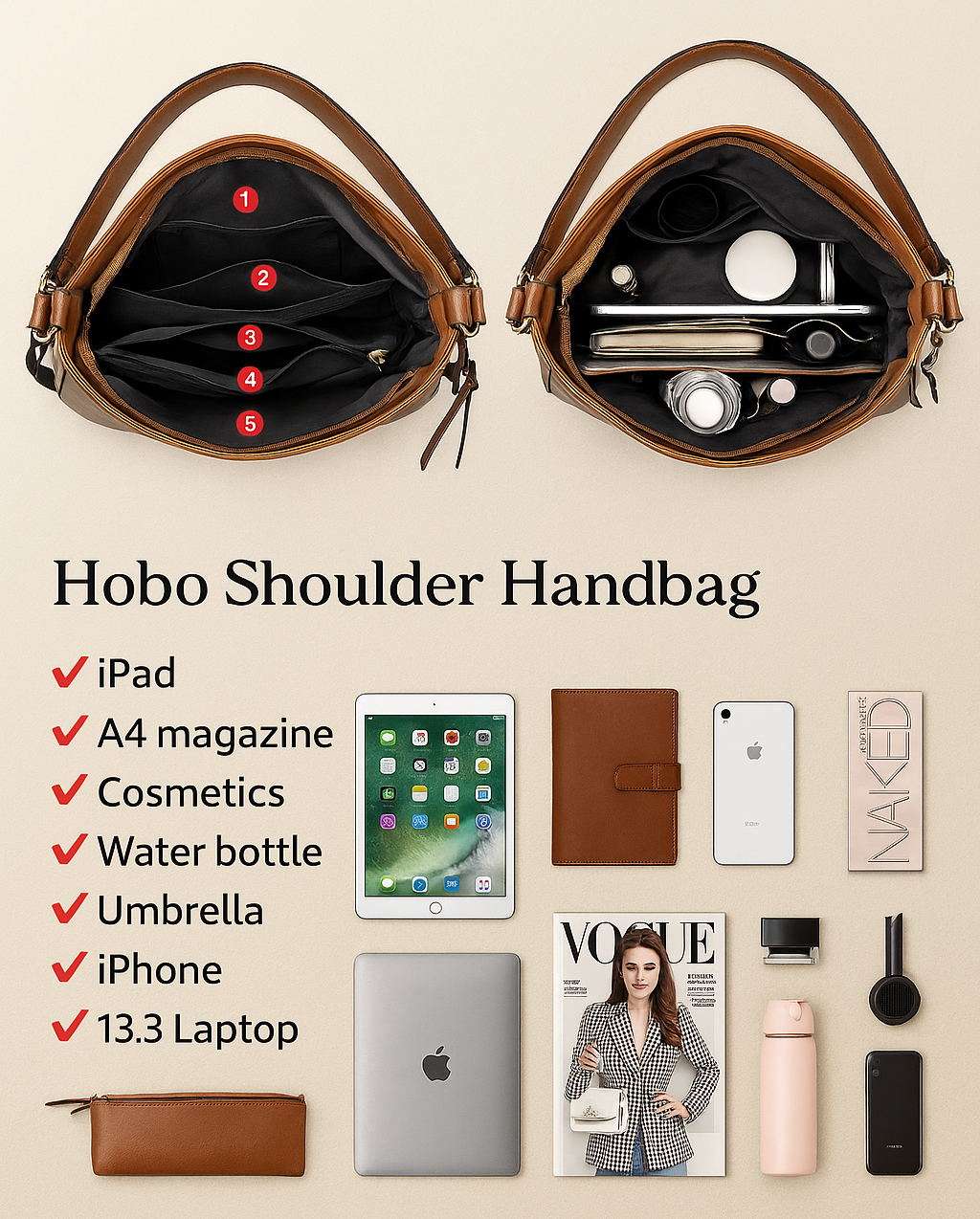 Giulia | 3-Piece Hobo Bag Set