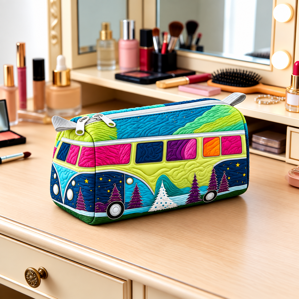 Auroravan | Colorful Winter Camper Cosmetic Bag