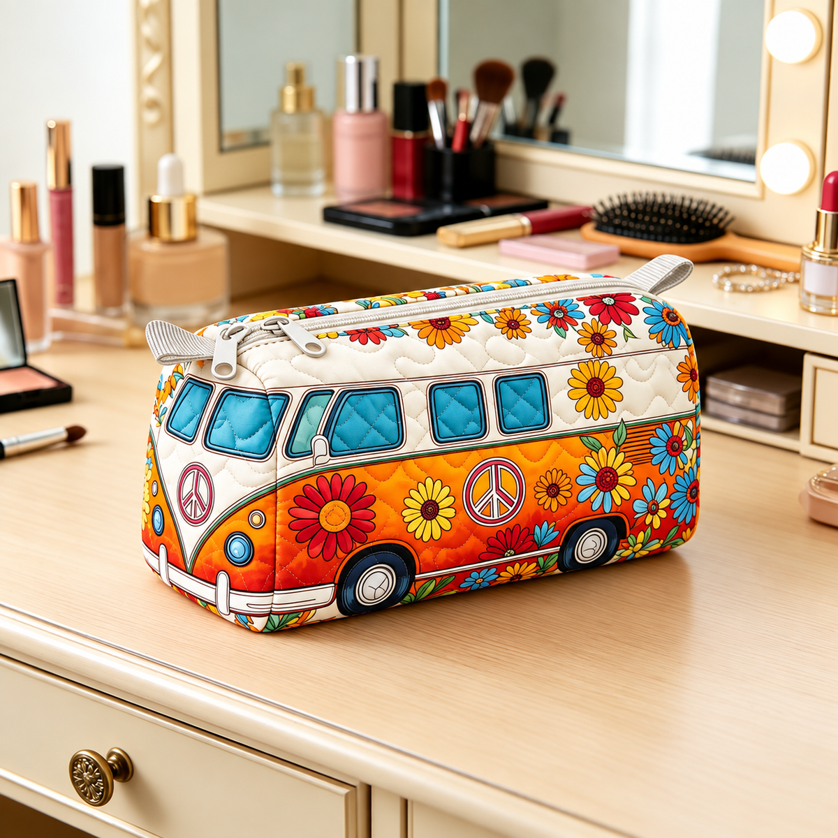 Sunpetal | Retro Floral Camper Cosmetic Bag