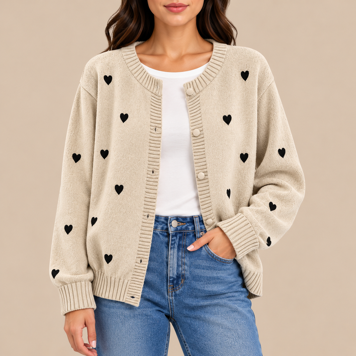 Camille | Heart Knit Cardigan