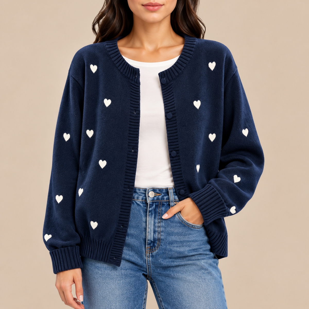 Camille | Heart Knit Cardigan
