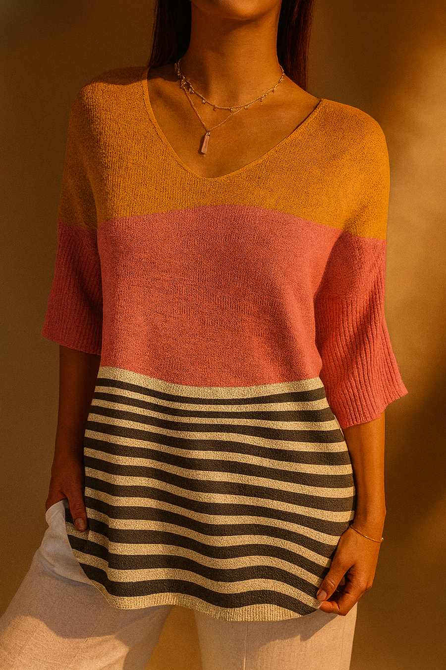 Corinna | Relaxed Color-Block Pullover