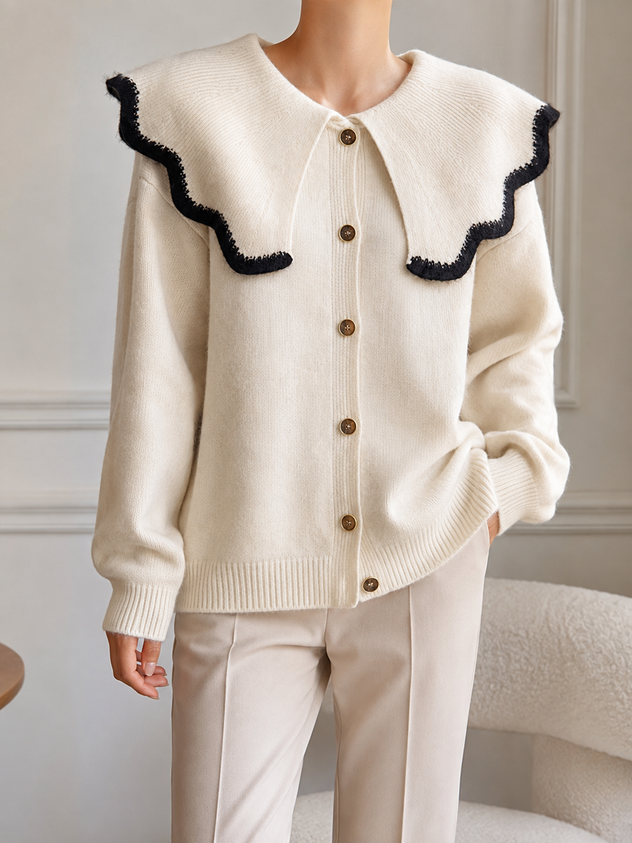 Elodie | Contrast Color Lapel Cardigan