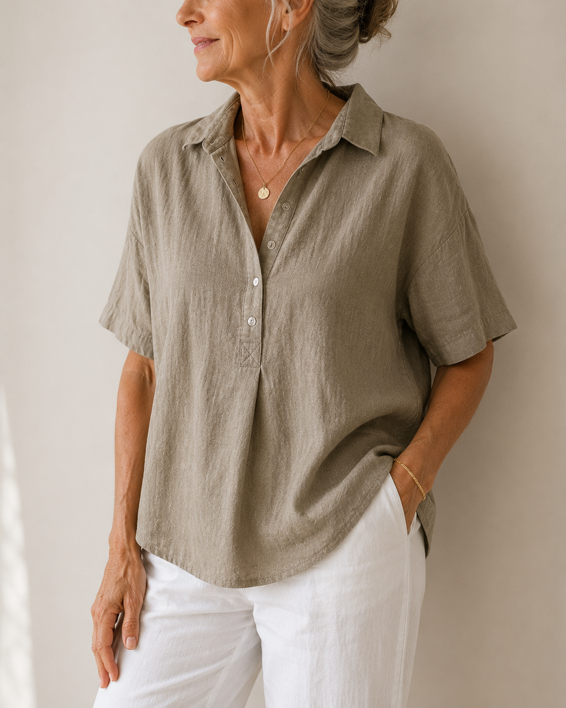 Sonja | Collared Blouse with Button Detail