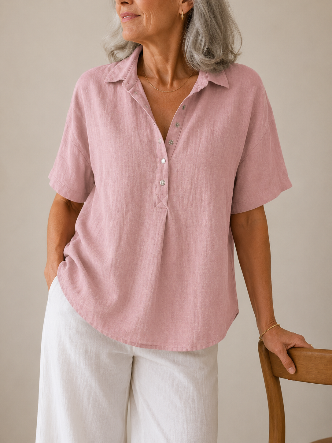 Sonja | Collared Blouse with Button Detail