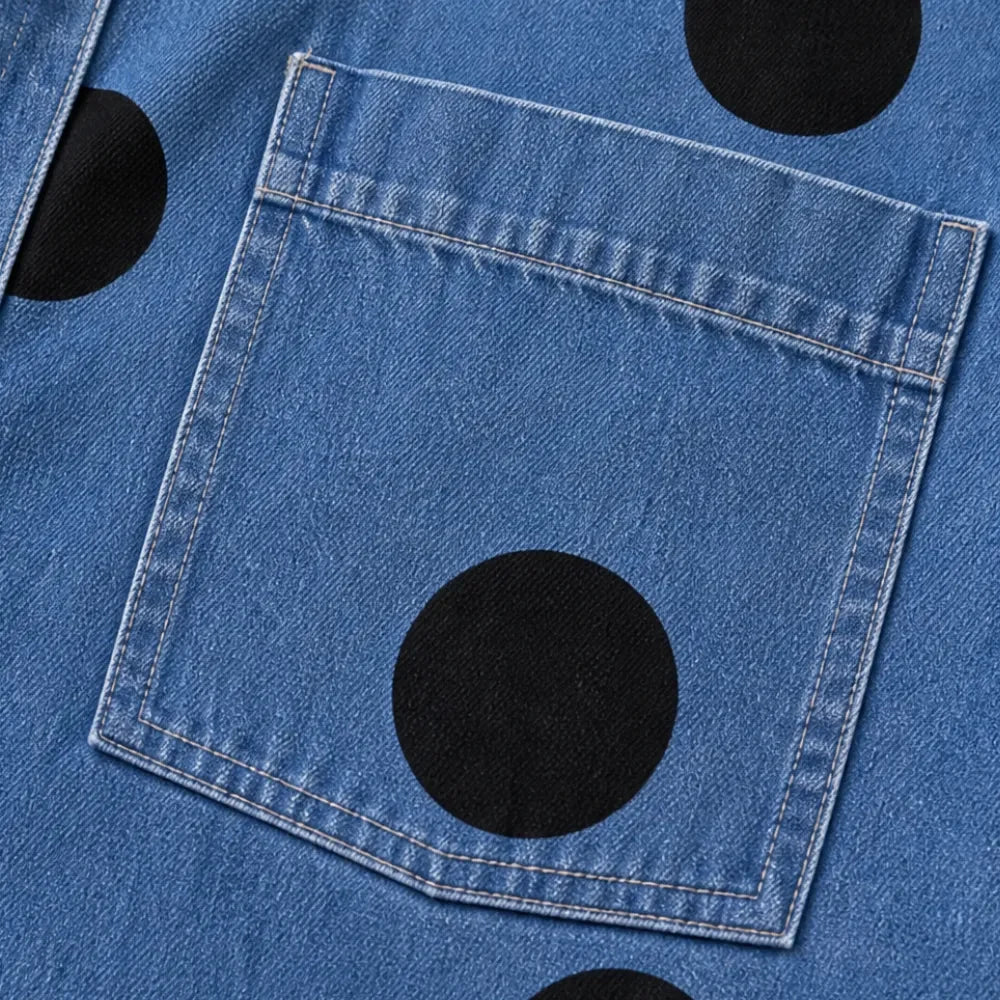 Marevelle | Oversized Polka Dot Denim Shirt