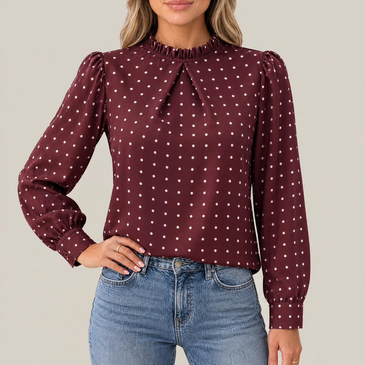 Mia | Polka Dot Ruffle Blouse