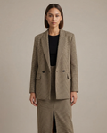 Chic Plaid Blazer Jacket – Vintage Double Breasted Design for Versatile Layering