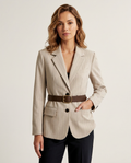 Suit Jacket – Stylish Loose Fit with Waist Belt