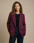 Burgundy Vintage Blazer – Classic Double Breasted Style for Autumn Elegance
