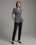 Korean Style Blazer – Chic A-Line Short Sleeve Jacket