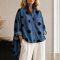 Marevelle | Oversized Polka Dot Denim Shirt