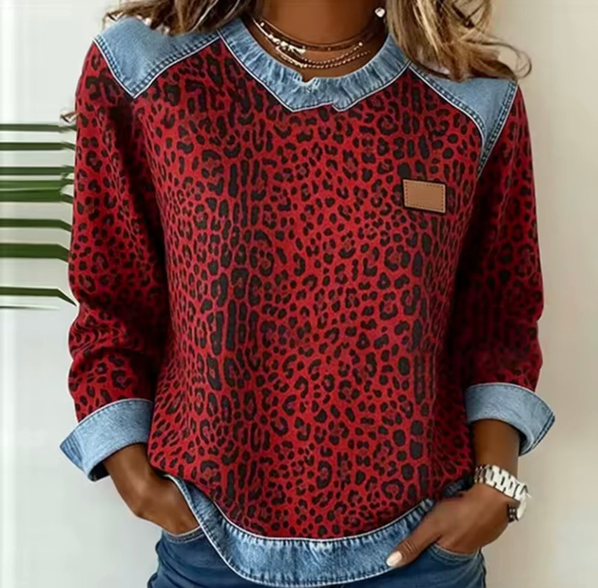 Aleid | Leopard Sweater with Contrast Collar