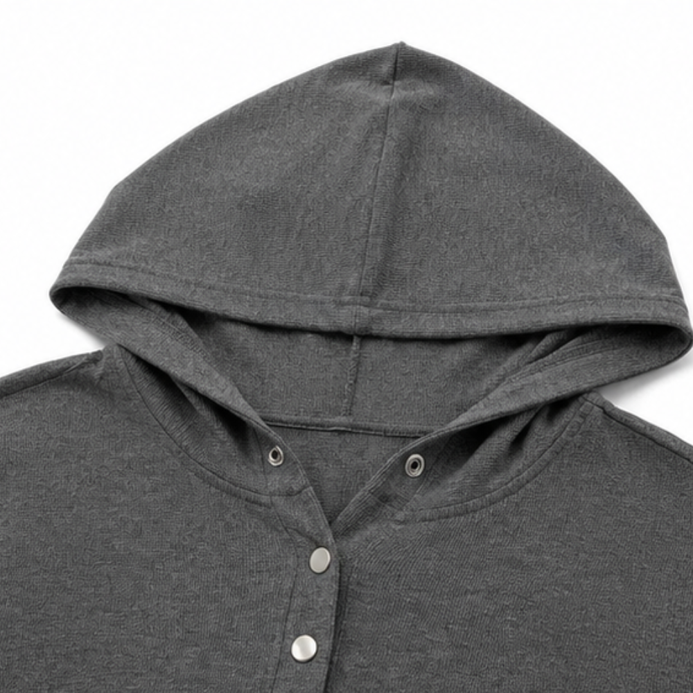 Wearbella – Lightweight  Waffle Knit Button Henley Hoodie