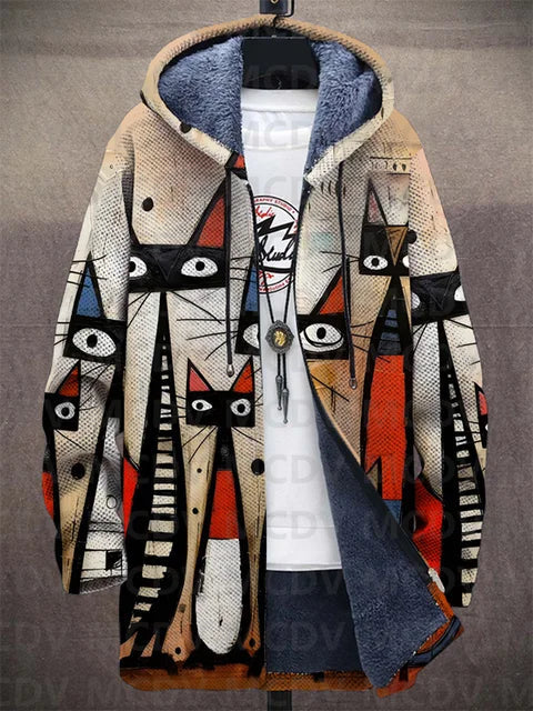 Els | Cubist Cat Hooded Cardigan