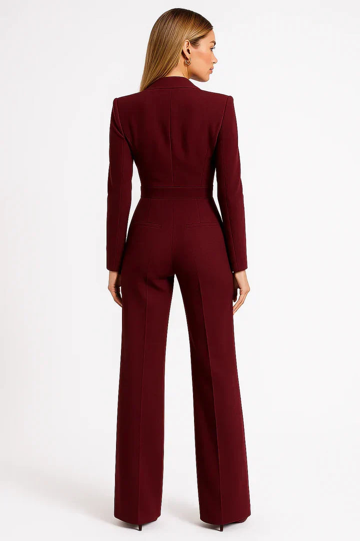 ZAAN Original | Luxe Blazer Jumpsuit with V-Neck and Wide-leg Fit