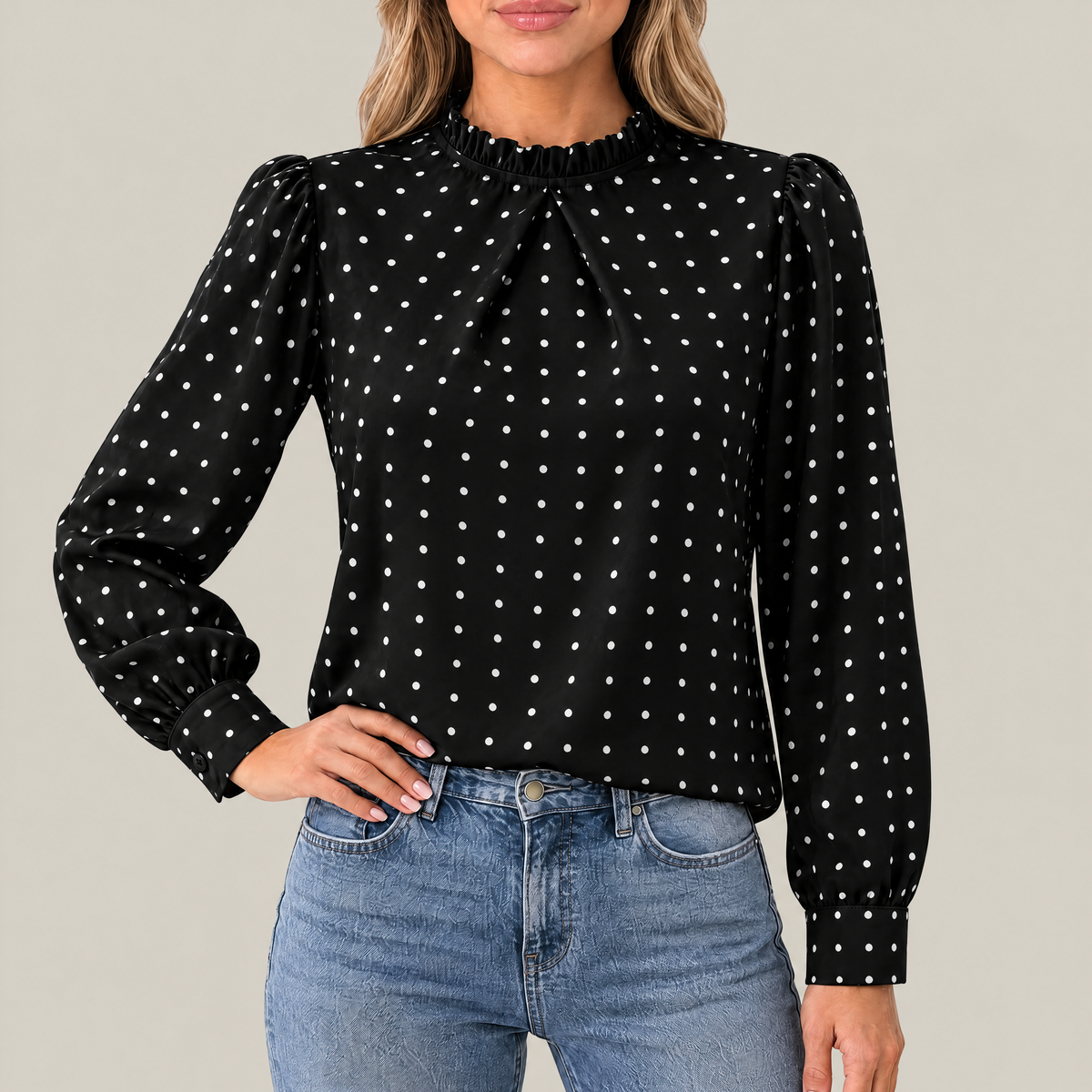 Mia | Polka Dot Ruffle Blouse