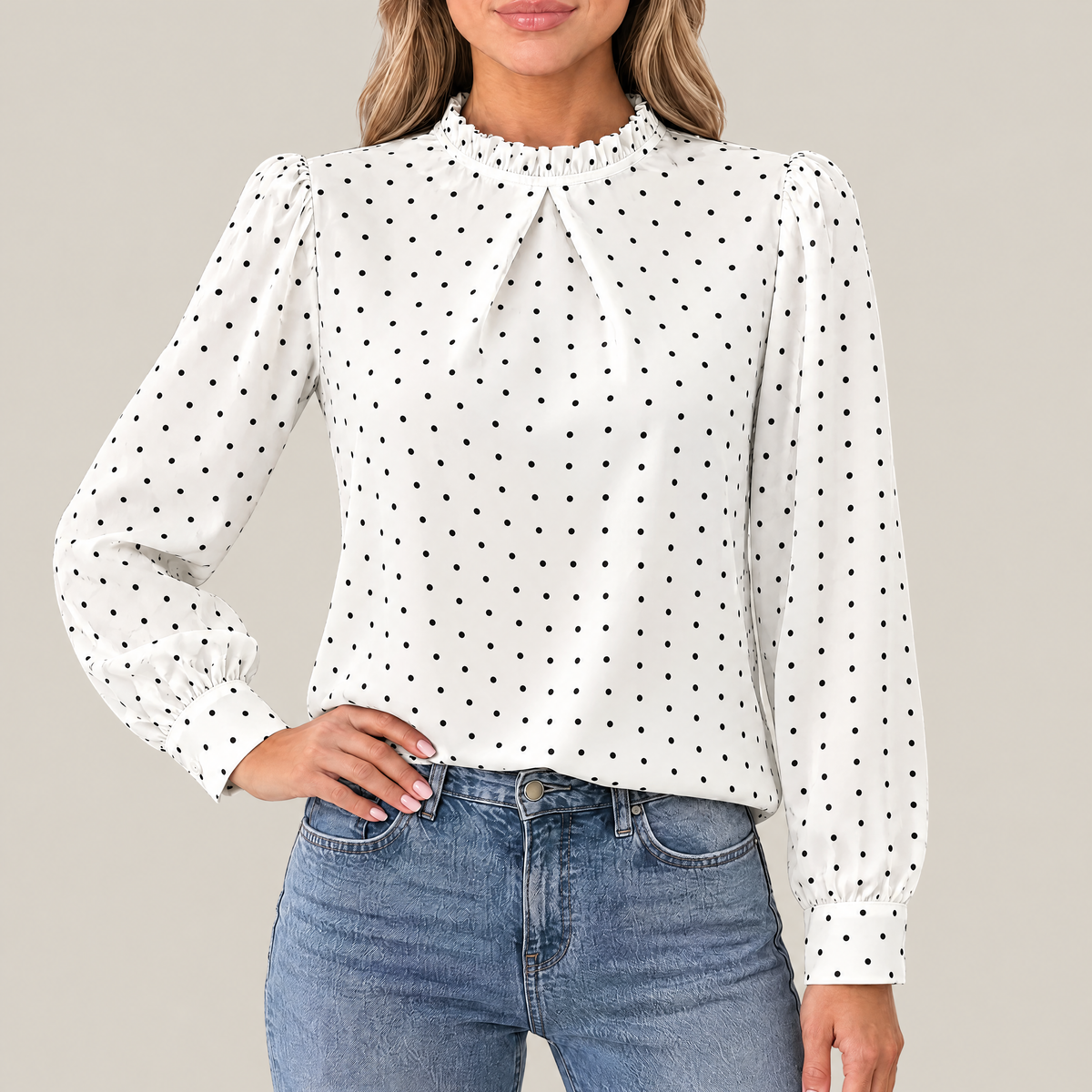 Mia | Polka Dot Ruffle Blouse