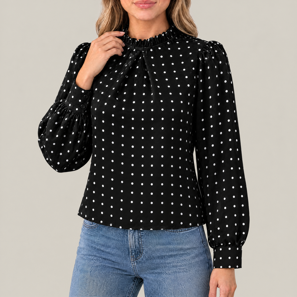 Mia | Polka Dot Ruffle Blouse