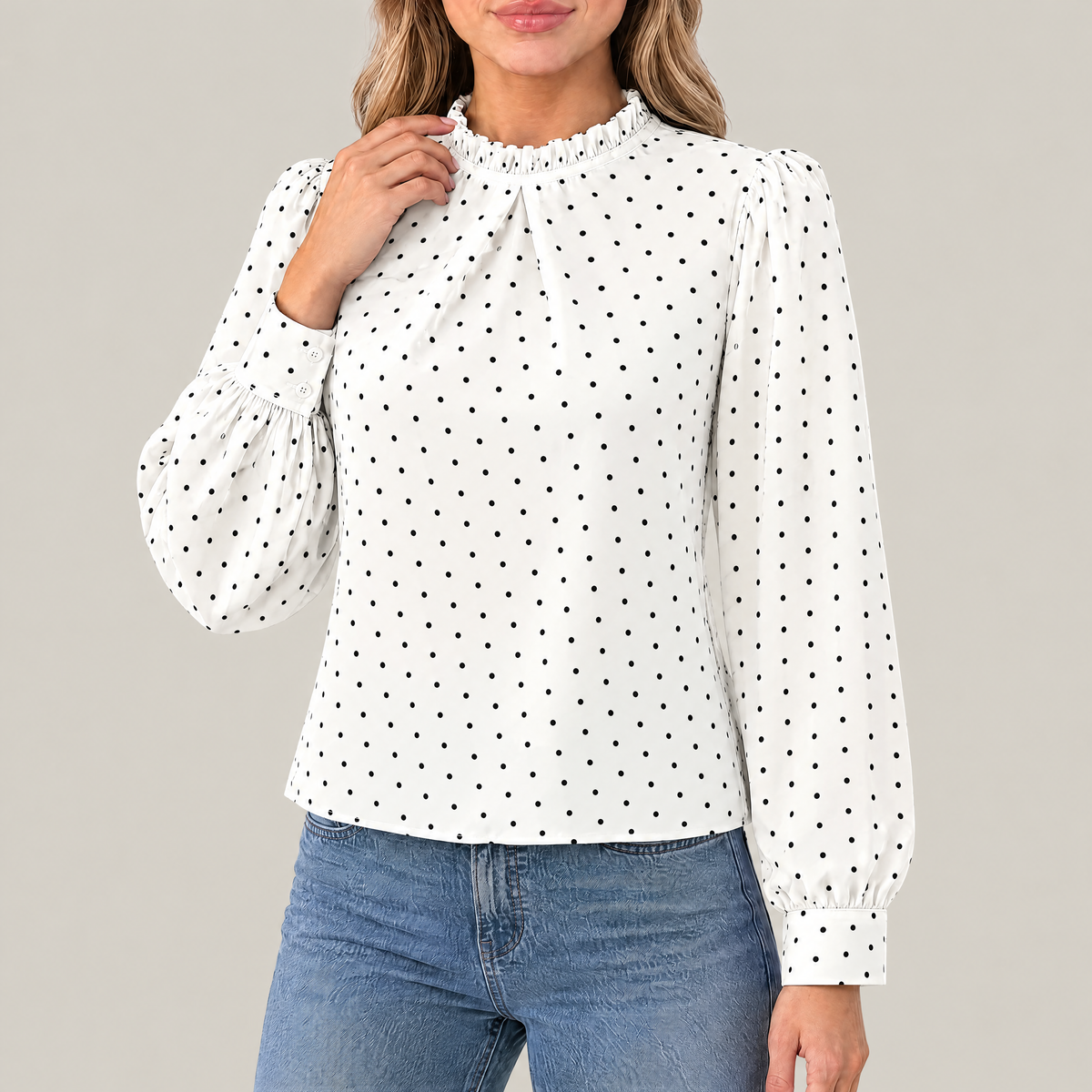 Mia | Polka Dot Ruffle Blouse