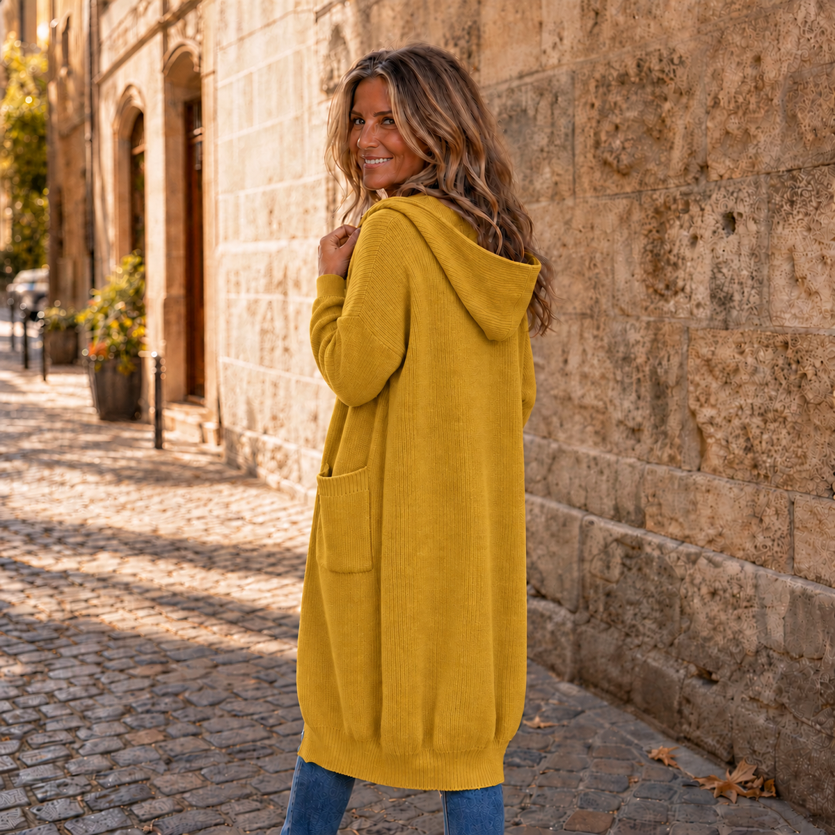 Coziva – Hooded Button-Front Knit Cardigan