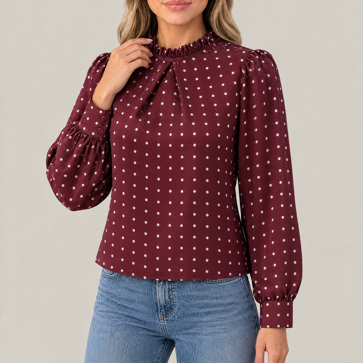 Mia | Polka Dot Ruffle Blouse