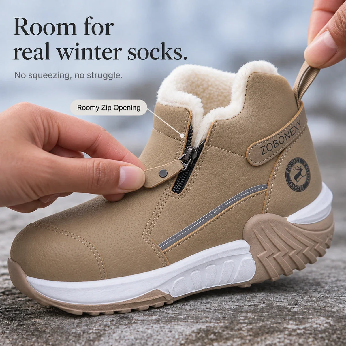 Frostelle – Fleece-Lined Zip Ankle Winter Boots