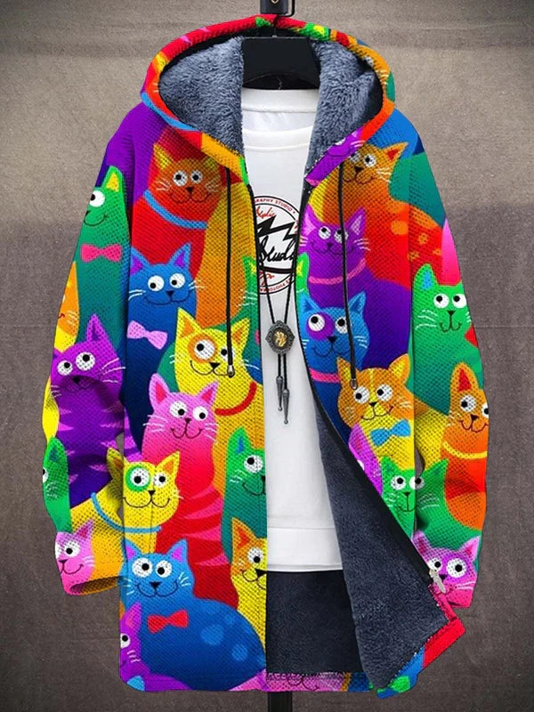 Fenneke | Cat Print Hooded Cardigan