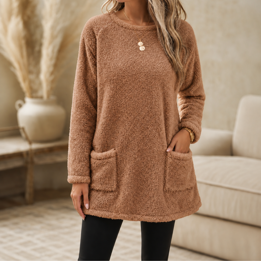 CozyLayer – Brushed-Lining Long-Sleeve Tunic Top