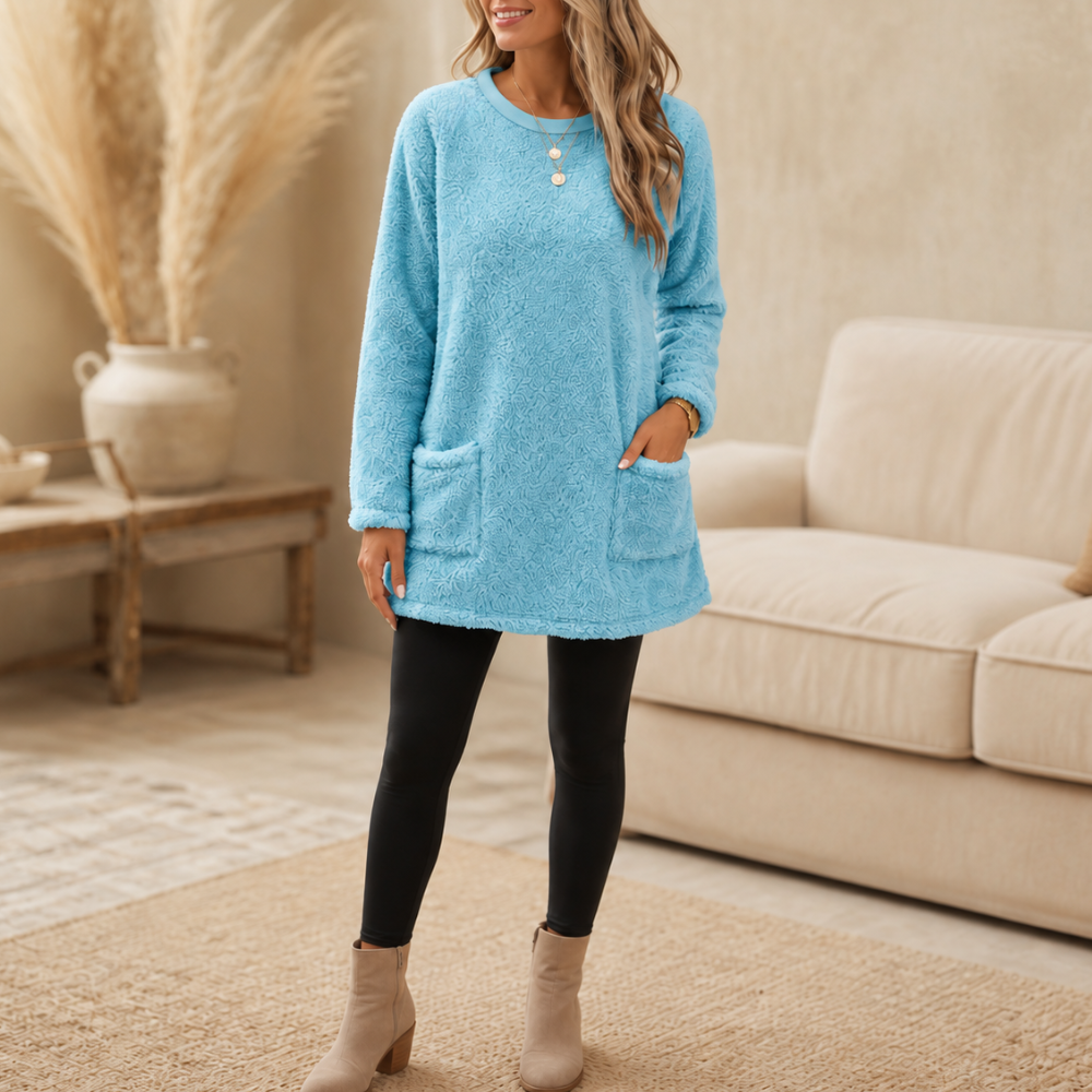 CozyLayer – Brushed-Lining Long-Sleeve Tunic Top