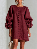 Camellia | Rosette-Cuff Mini Dress
