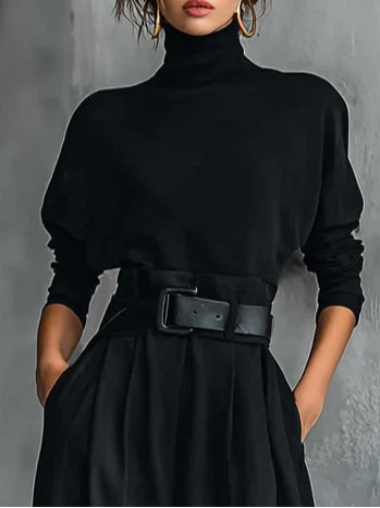 Chic All-Black Two-Piece Set