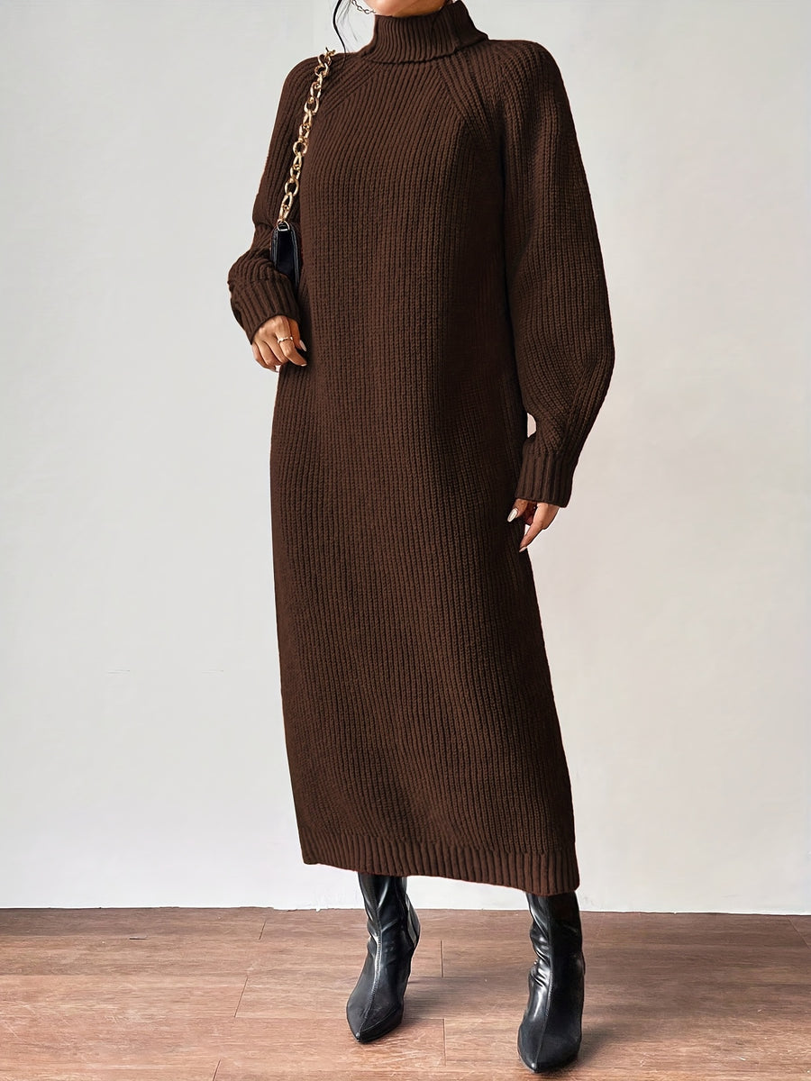 Liora | High-Neck Knit Midi Dress
