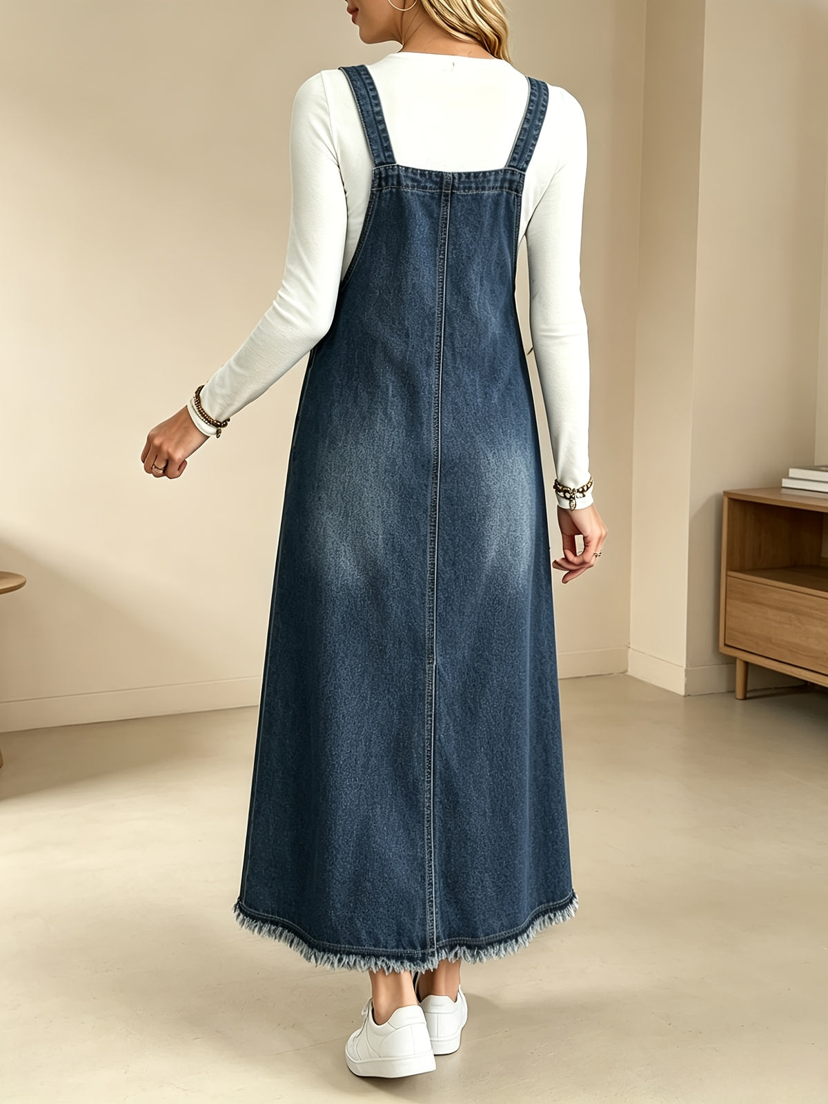 Dahlia | Denim Suspender Maxi Dress