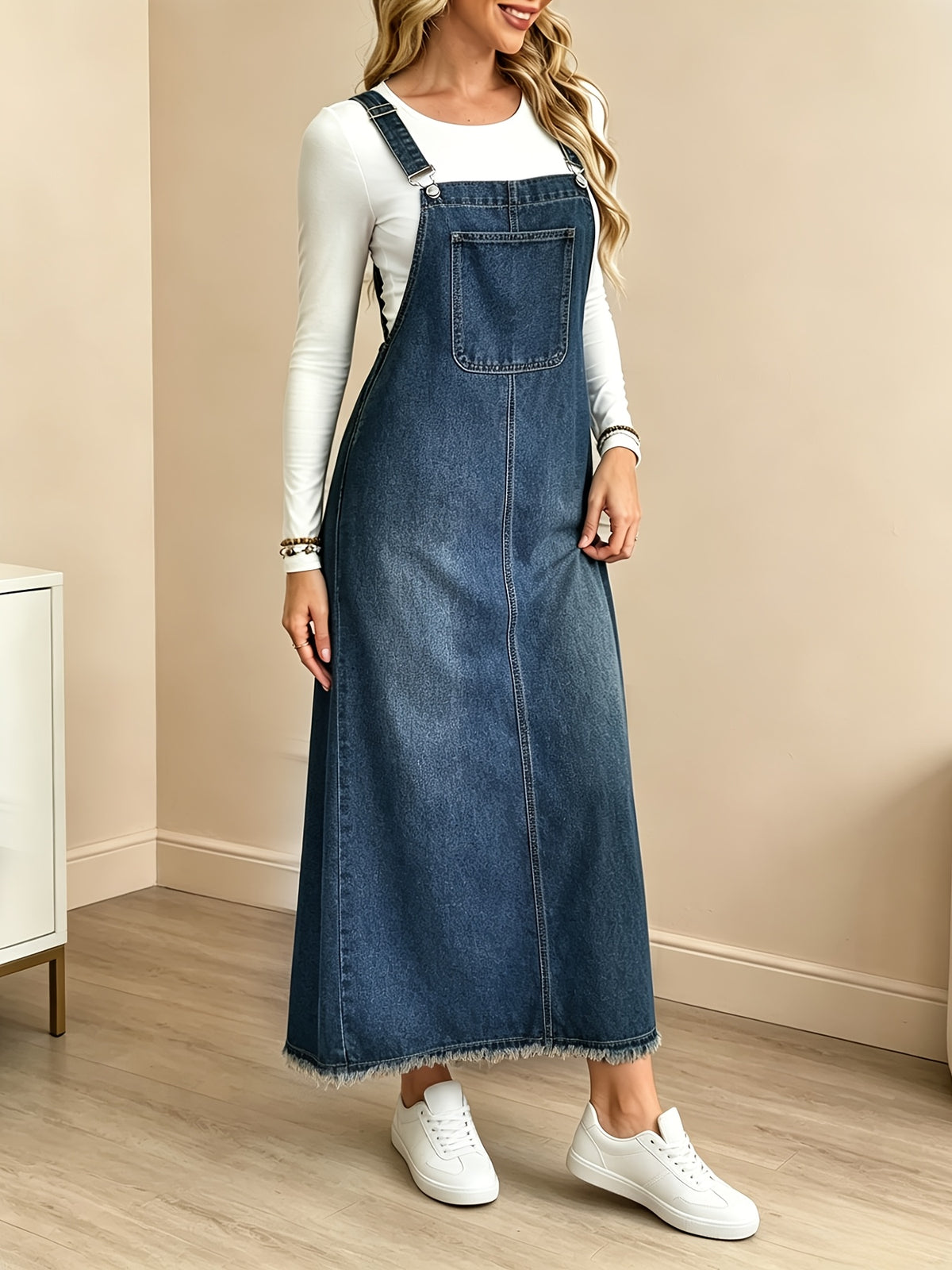 Dahlia | Denim Suspender Maxi Dress