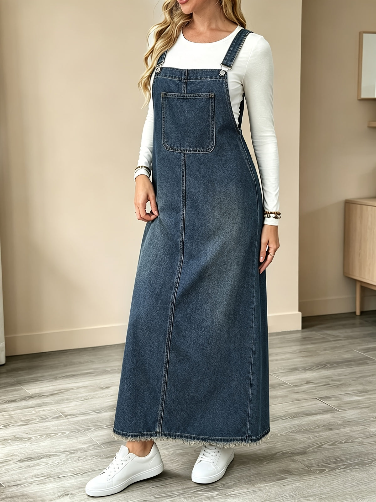 Dahlia | Denim Suspender Maxi Dress
