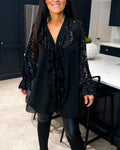 Loose Solid Color Blouses with Ruffles