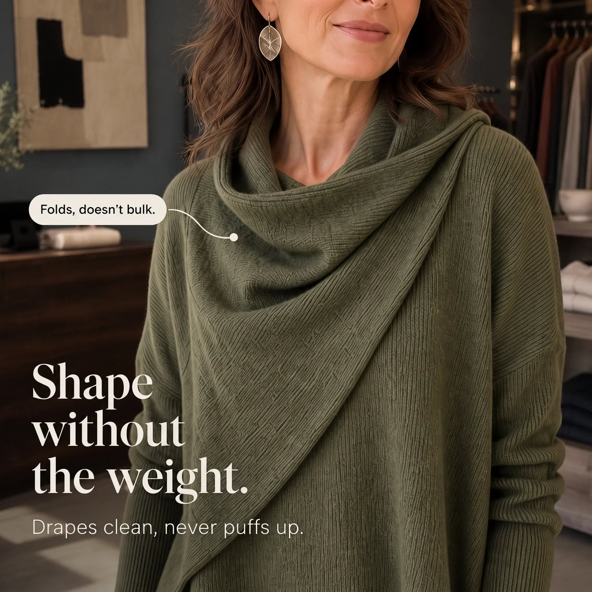 Cowlora – Draped Cowl-Neck Knit Pullover