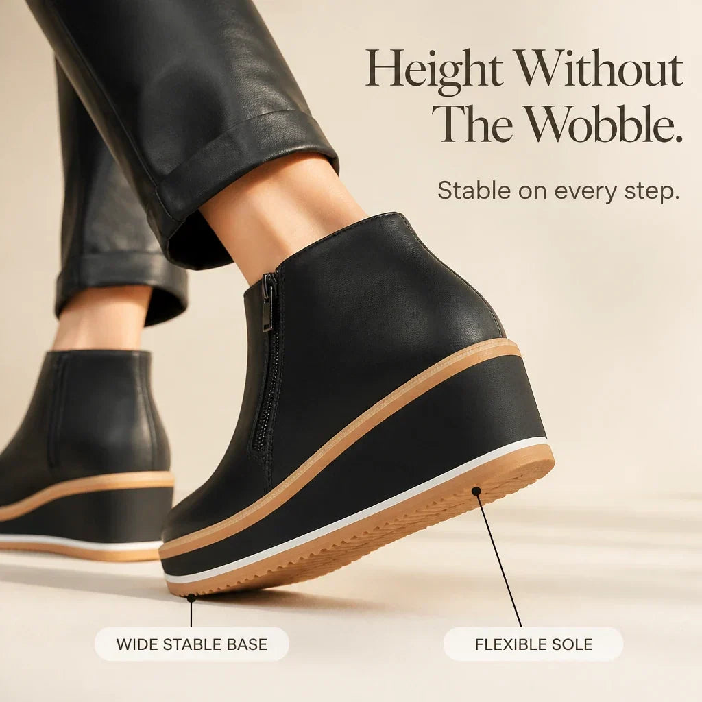 Colombe – Smooth Side-Zip Wedge Ankle Boots