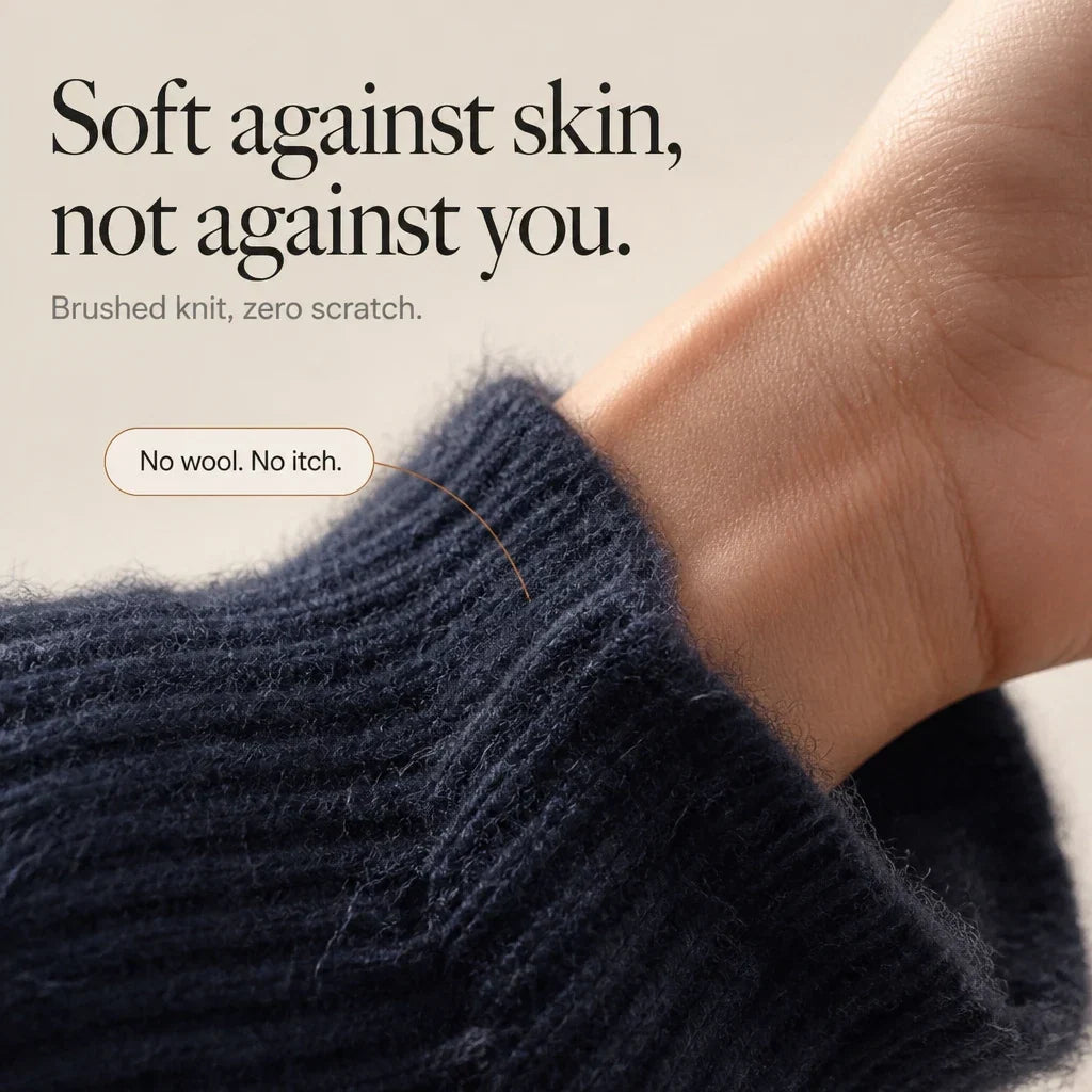 Wooluna – Fuzzy Contrast-Collar Half-Zip Sweater