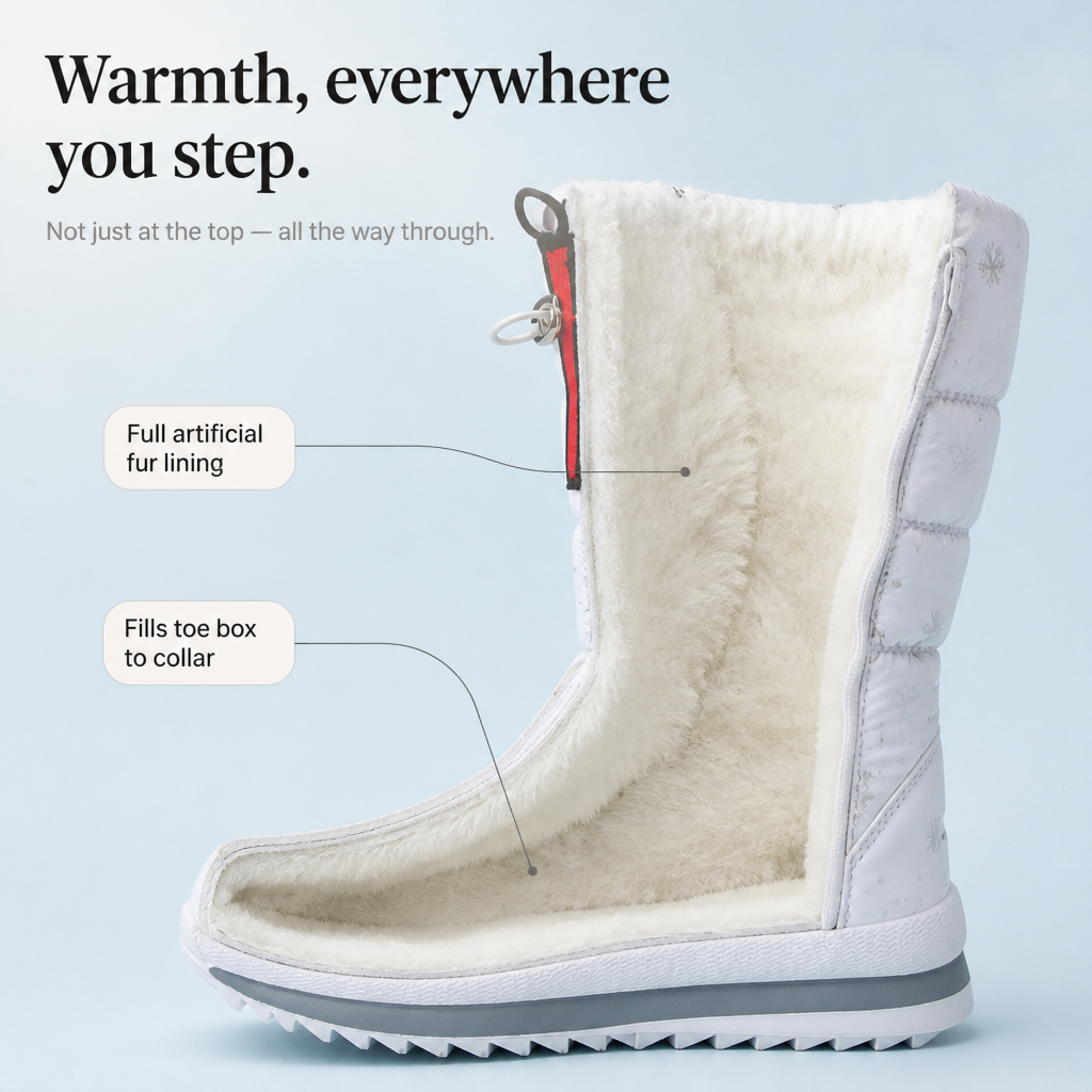 Frostelle – Snowflake-Print Plush-Lined Winter Boots