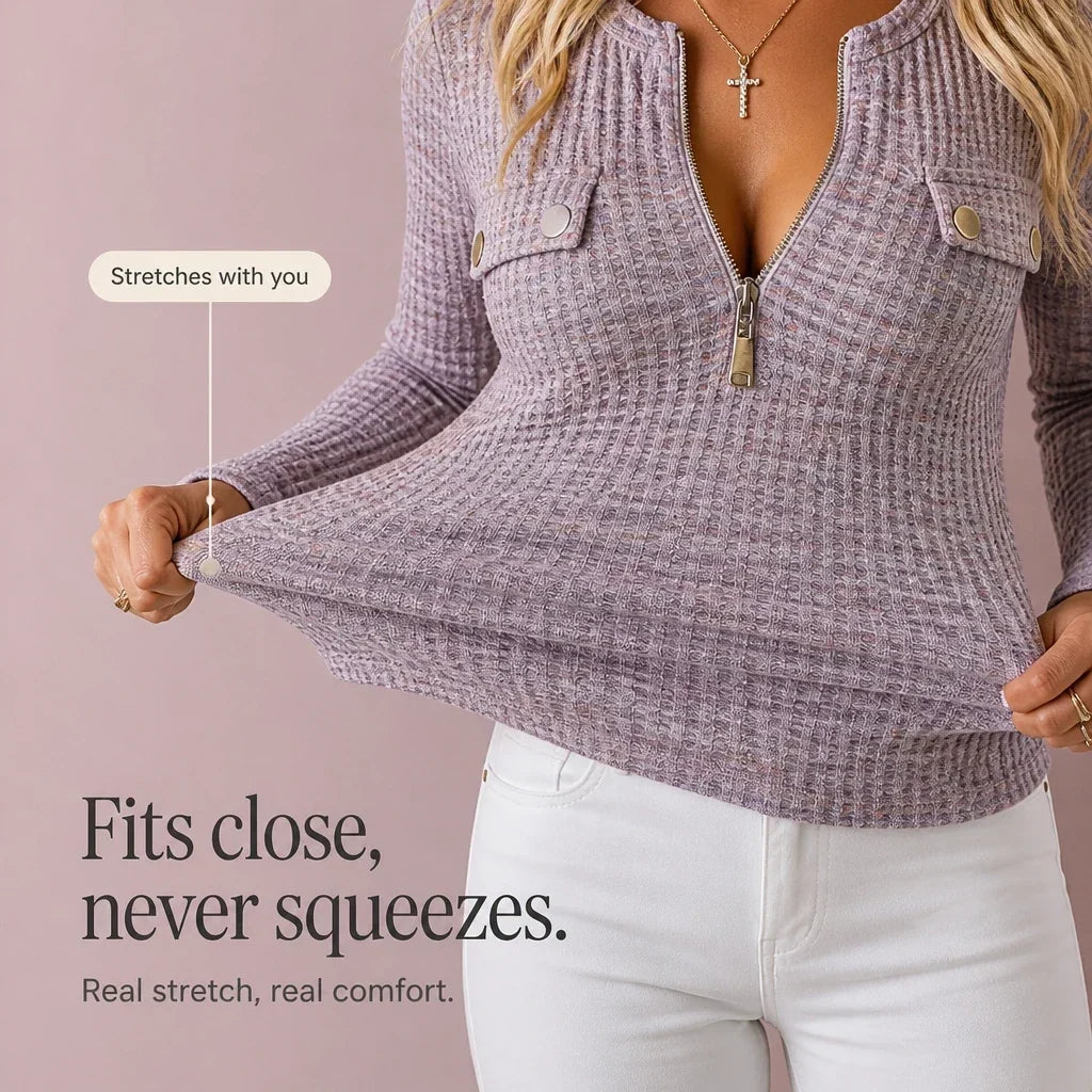 Waffle & Form – Waffle-Knit Half-Zip Top