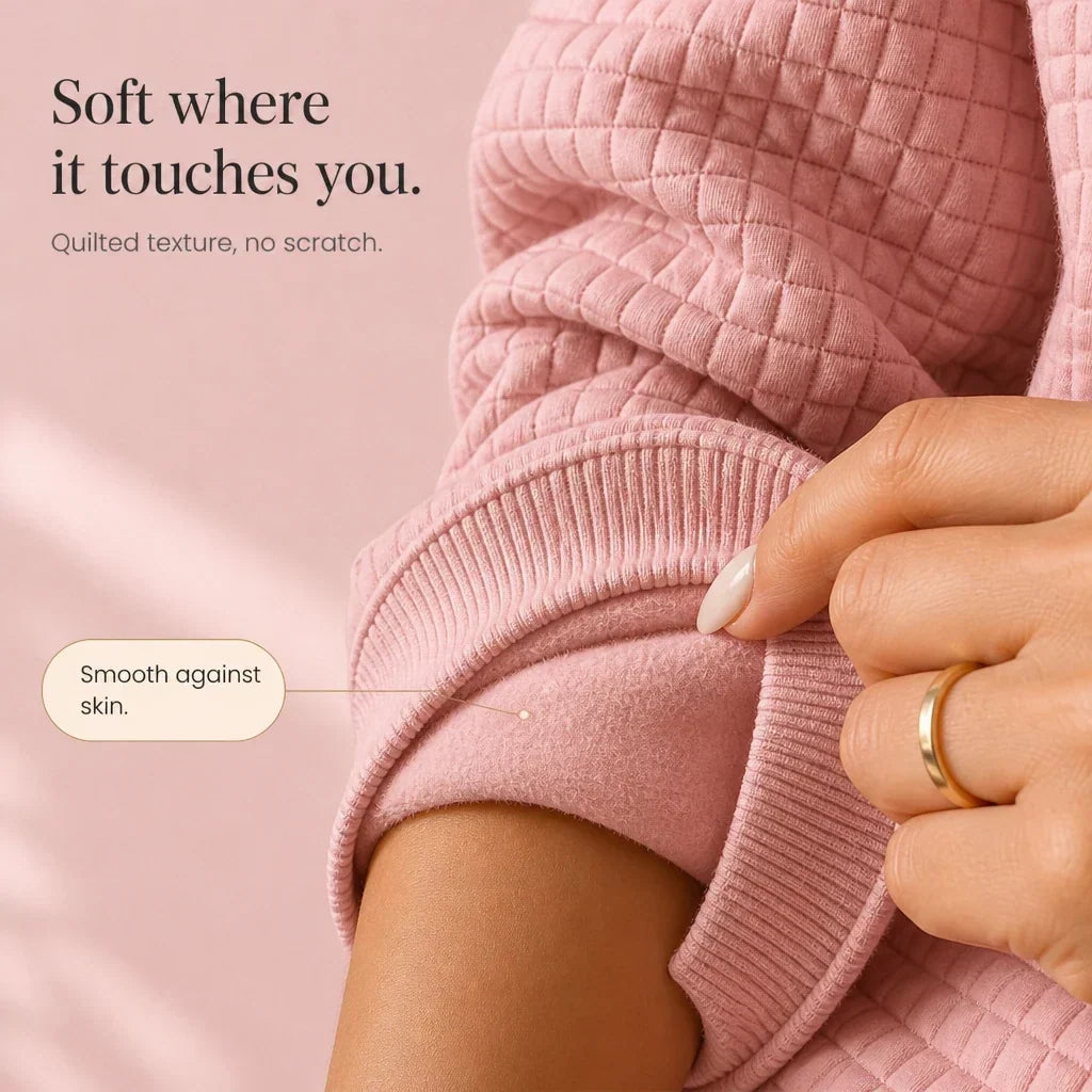 Quilted Ease – Quilted Half-Zip Knit Pullover