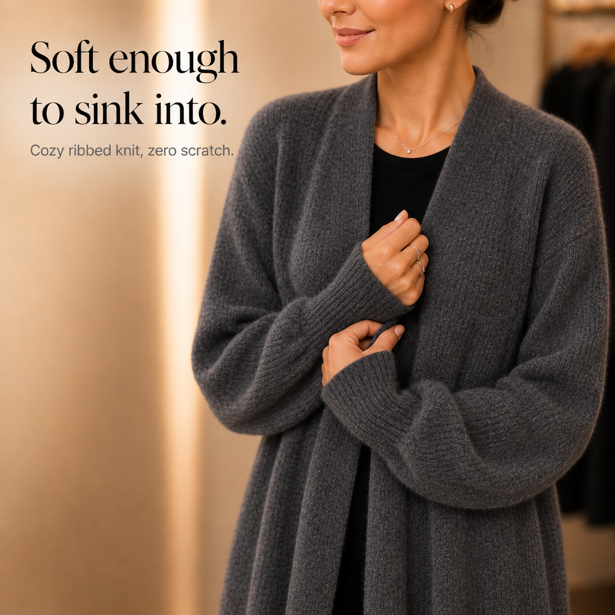 Ribbella – Ribbed Knit Longline Cardigan