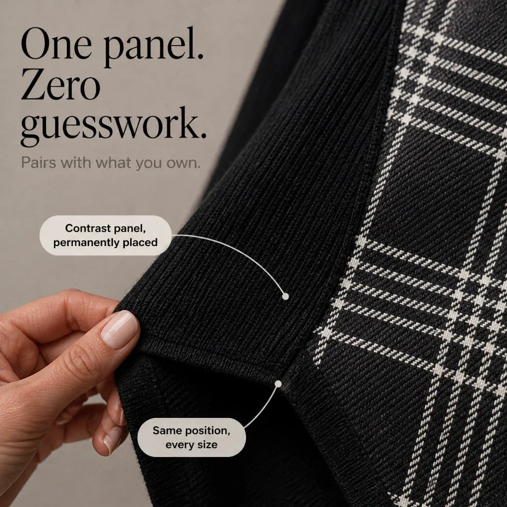 Plaidelle – Asymmetrical Plaid Panel Knit Sweater