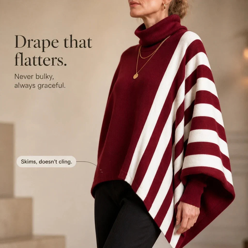 Striata – Asymmetric Striped Turtleneck Sweater