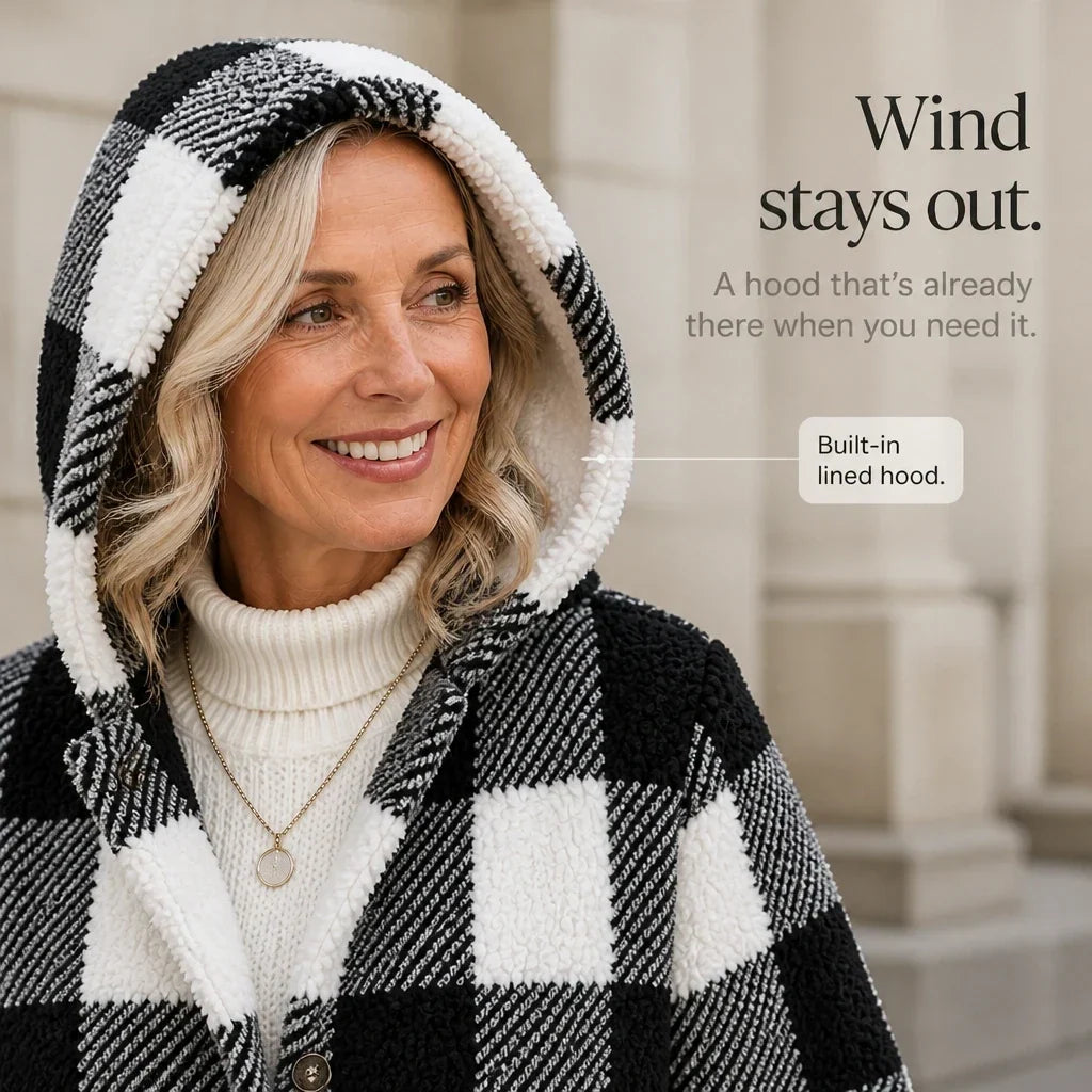 PlaidHaven – Buffalo Plaid Hooded Fleece Coat
