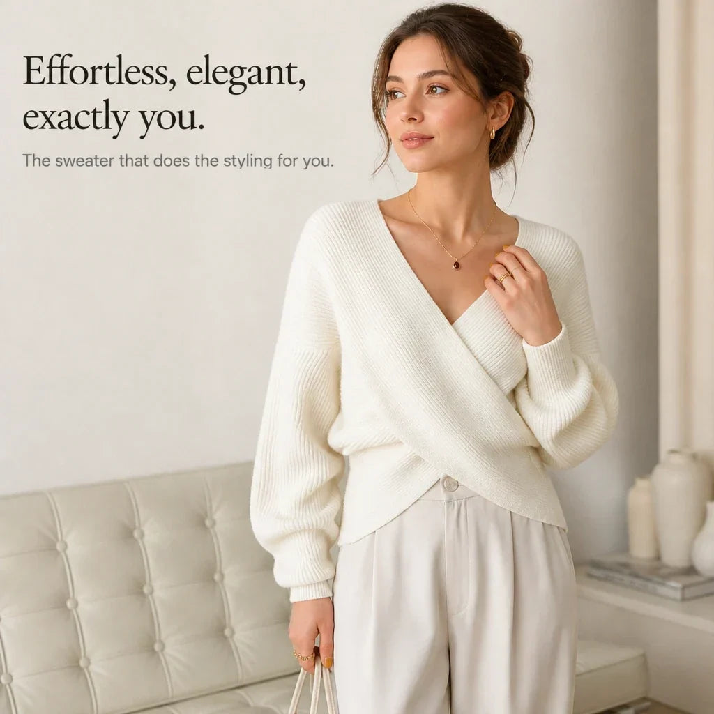 Vellora – Ribbed Cropped Wrap Sweater