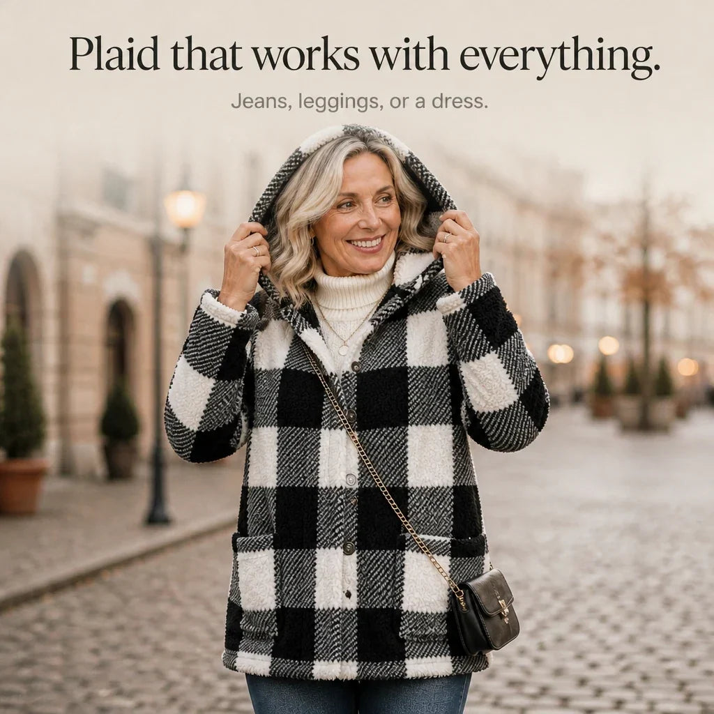 PlaidHaven – Buffalo Plaid Hooded Fleece Coat