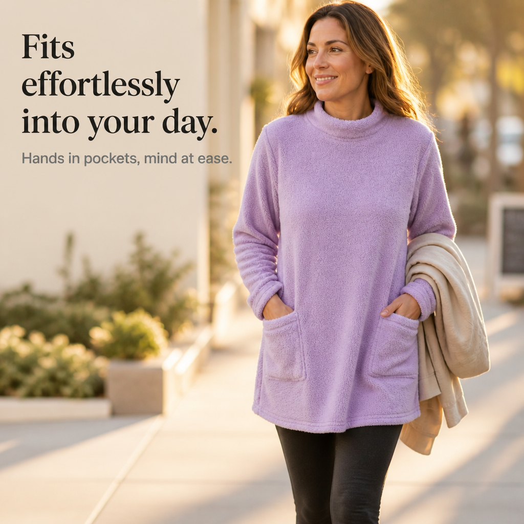 CozyLayer – Brushed-Lining Long-Sleeve Tunic Top